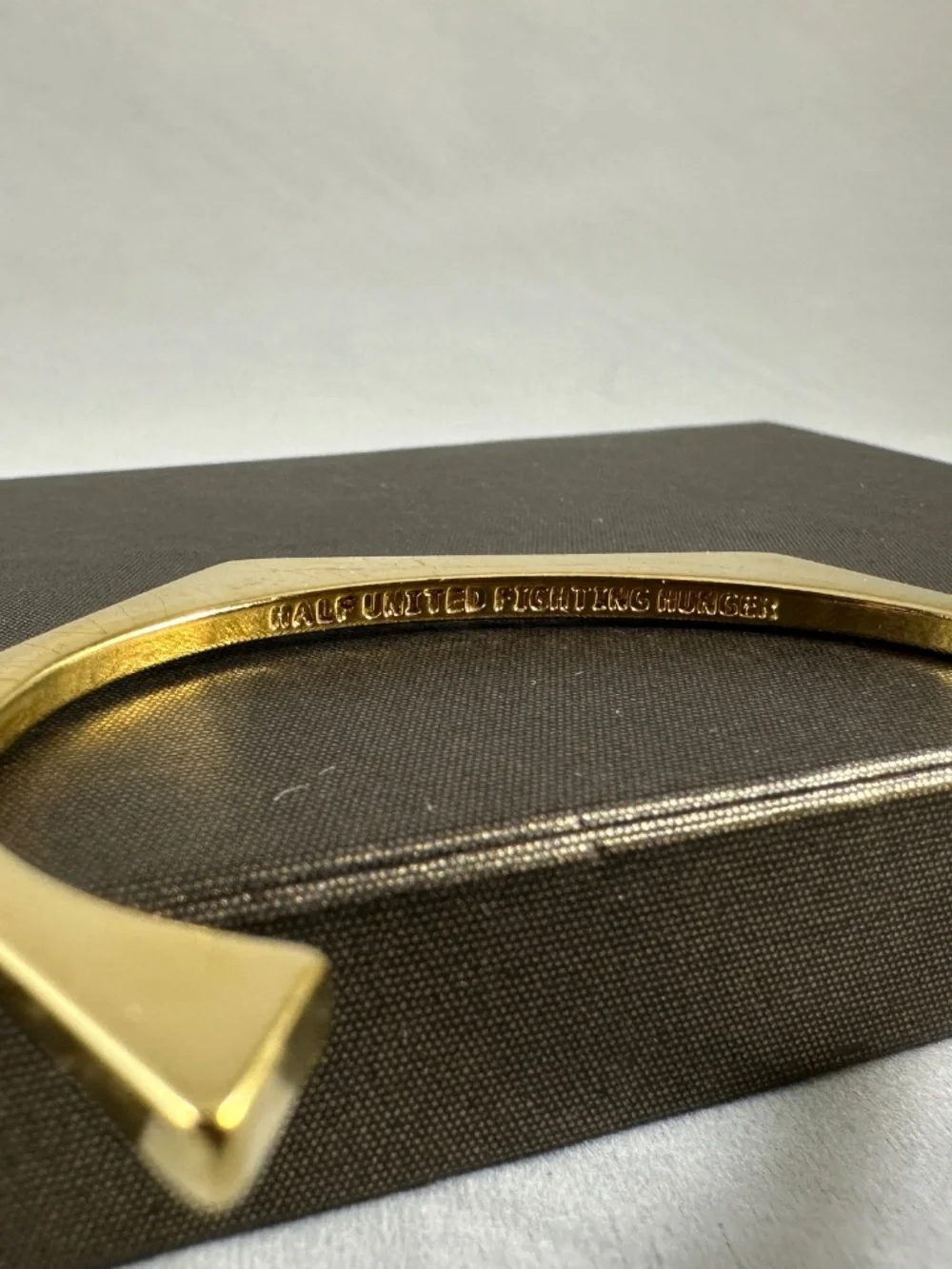 HALF UNITED Gold Geometric Hexagon Open Cuff Bangle Bracelet